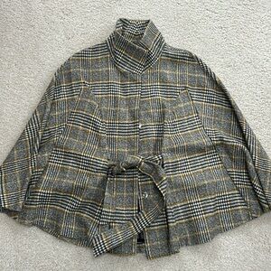 Stylish Cape Jacket, Wool Blend, XS